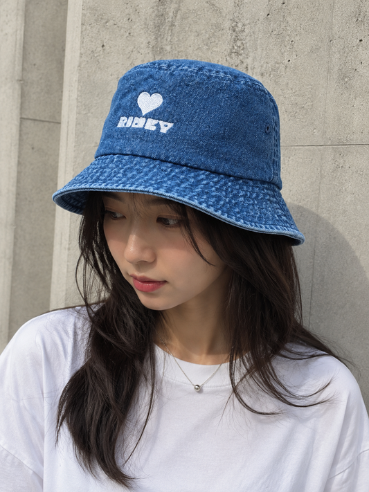 Heart bucket Hat Blue