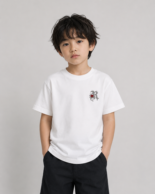 KIDS ROSE TEE WHITE
