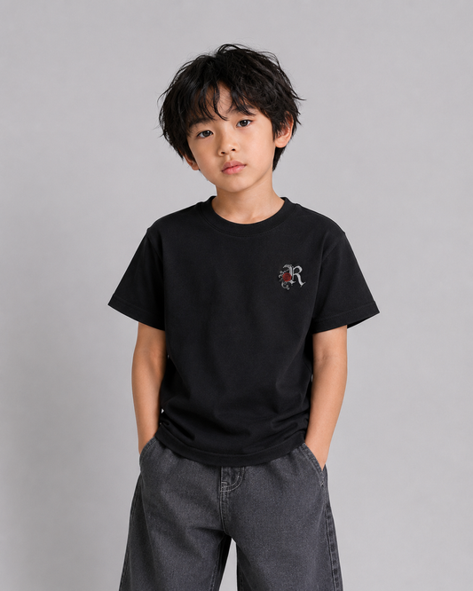 KIDS ROSE TEE BLACK