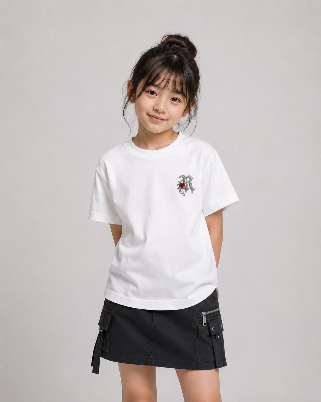 KIDS ROSE TEE WHITE